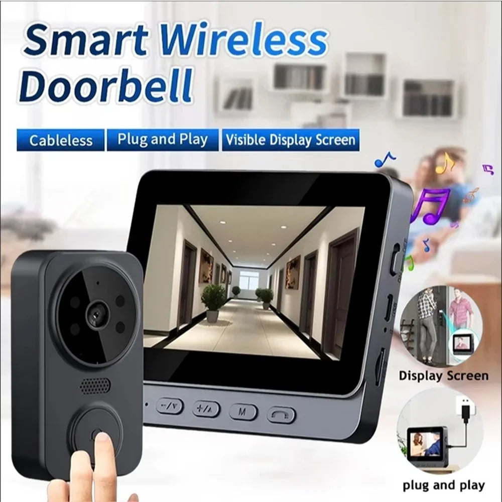 Wireless Video Doorbell Bundle Smart Security Kit With Night Vision 2.4G WiFi Cloud Storage Spring 2026