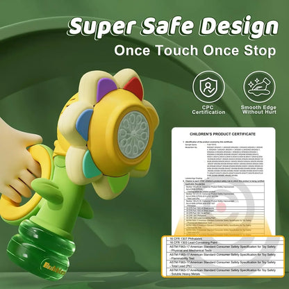Bubble Machine for Kids Sunflower Design 3-Speed Portable Bubble Blower Toy for Parties