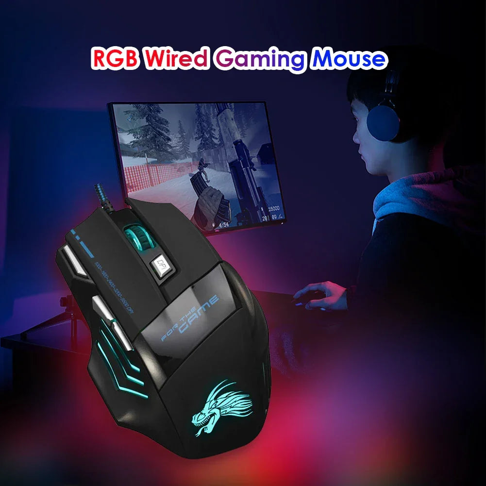 Usb Wired Gaming Mouse 7 Button Backlit Ergonomic Comfort