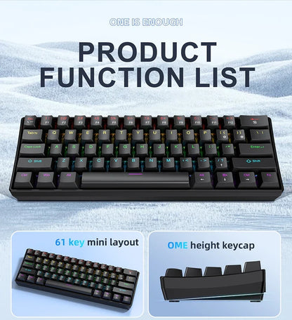 60 Percent Mechanical Mini Keyboard Wired RGB Portable