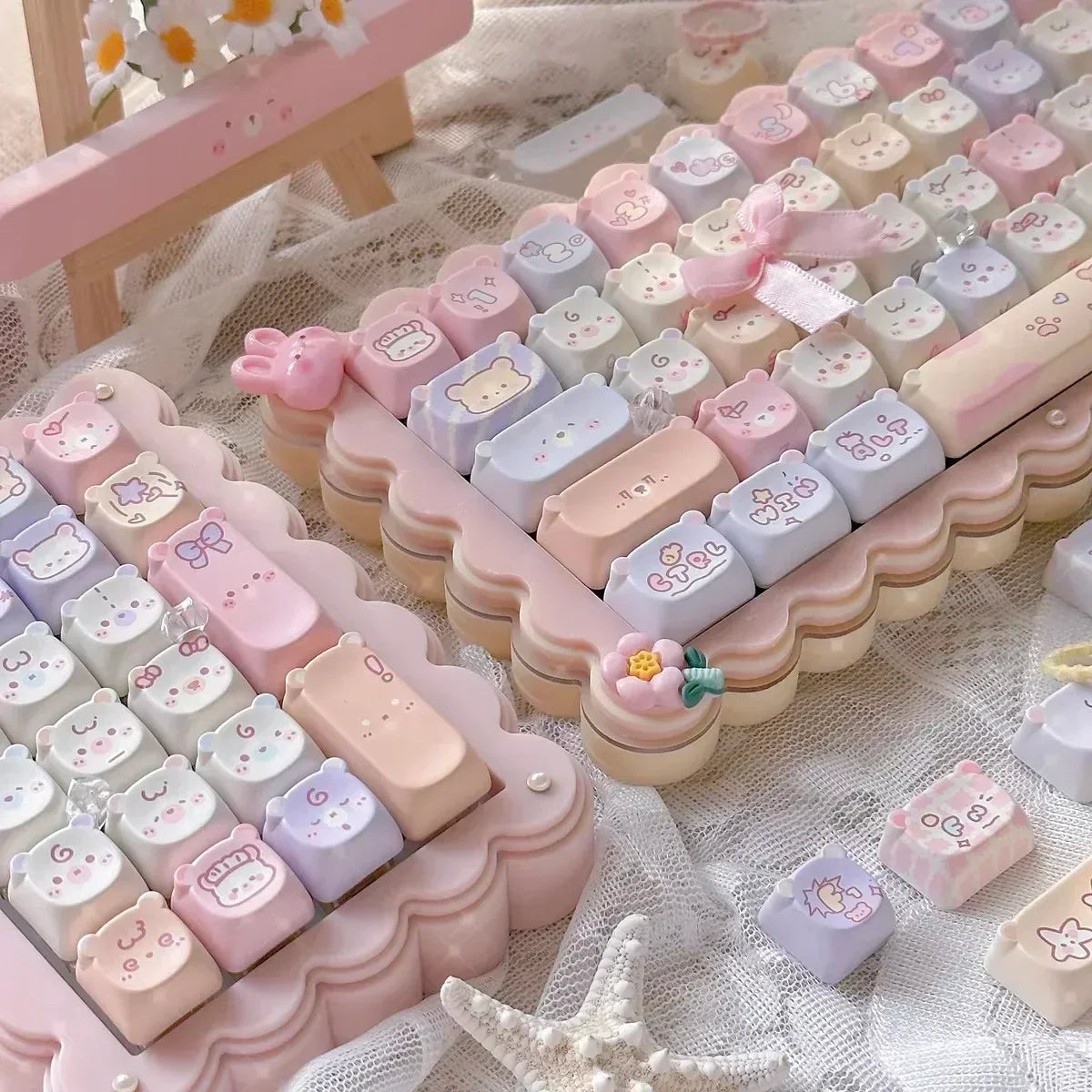 Keycaps PBT Cat Keycap Set Alice Layout 2.25U 2.75U Pastel Mechanical Keyboard TikTok Viral Fall 2025 Cute Desk Gift