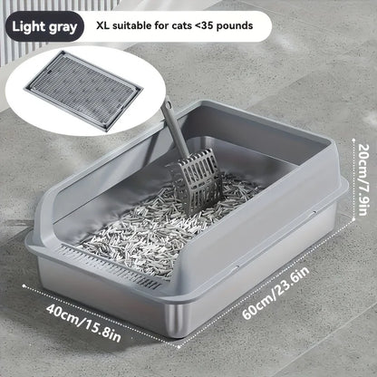 KEMORELA Extra Large Stainless Steel Cat Litter Box – Semi-Enclosed Leak-Proof High-Sided with Mat 2026