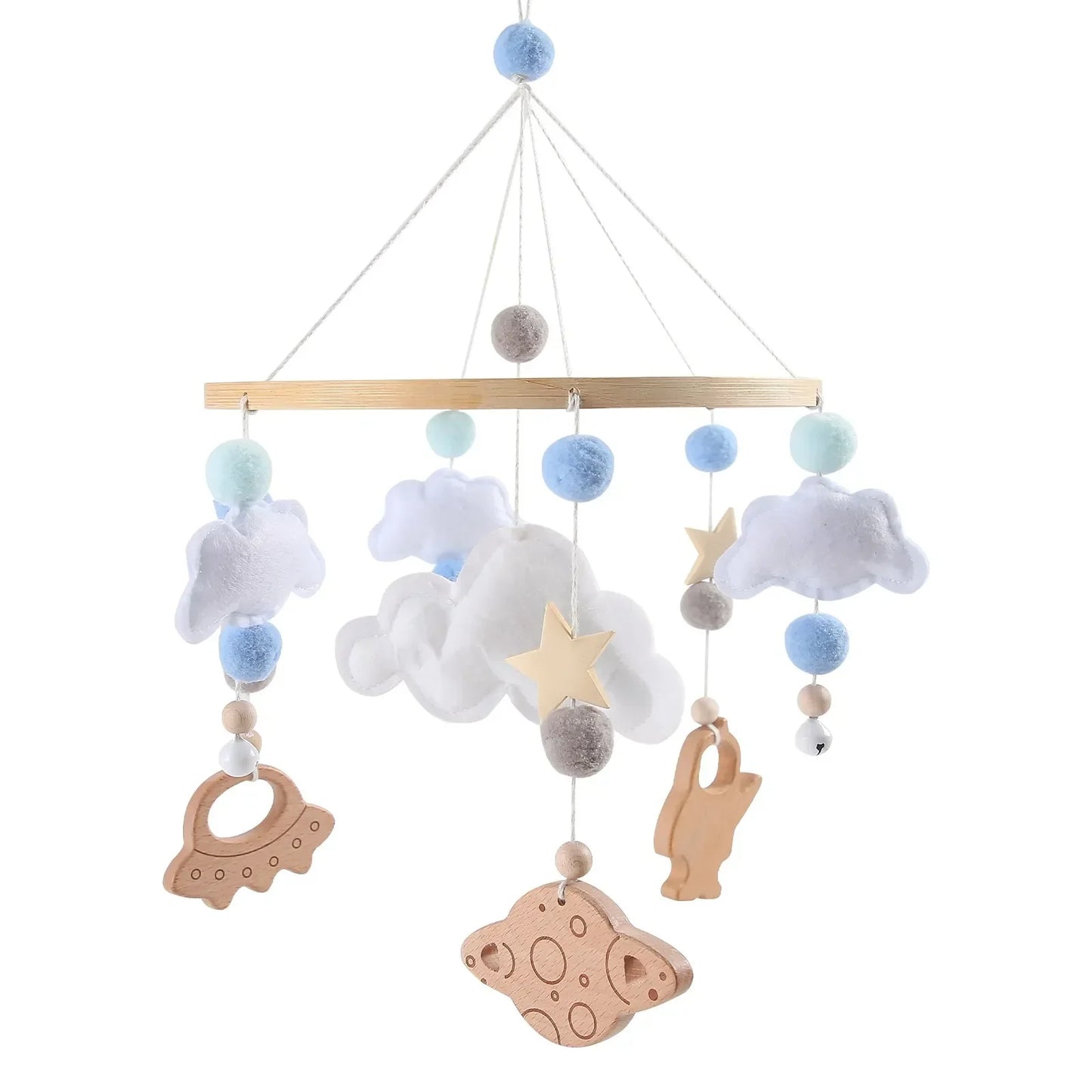 Baby Mobile Wooden Crib Hanging Toy Newborn Nursery Fall 2025 Soothing Music Developmental Gift