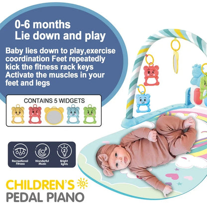 Baby Play Gym Piano Activity Mat With Hanging Toys Newborn Early Education Fall 2025 Sensory Motor Skill Gift