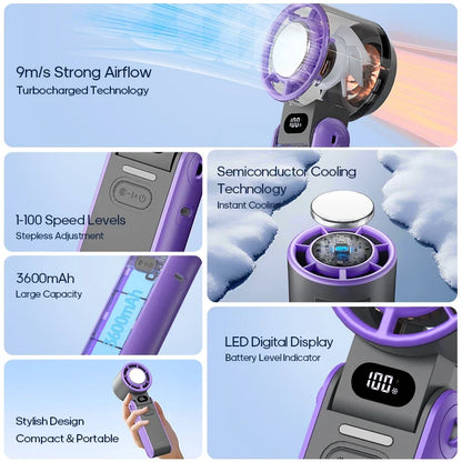 Handheld Fan Foldable Outdoor Cooling 3600mAh Battery 100 Level Turbo Summer 2026