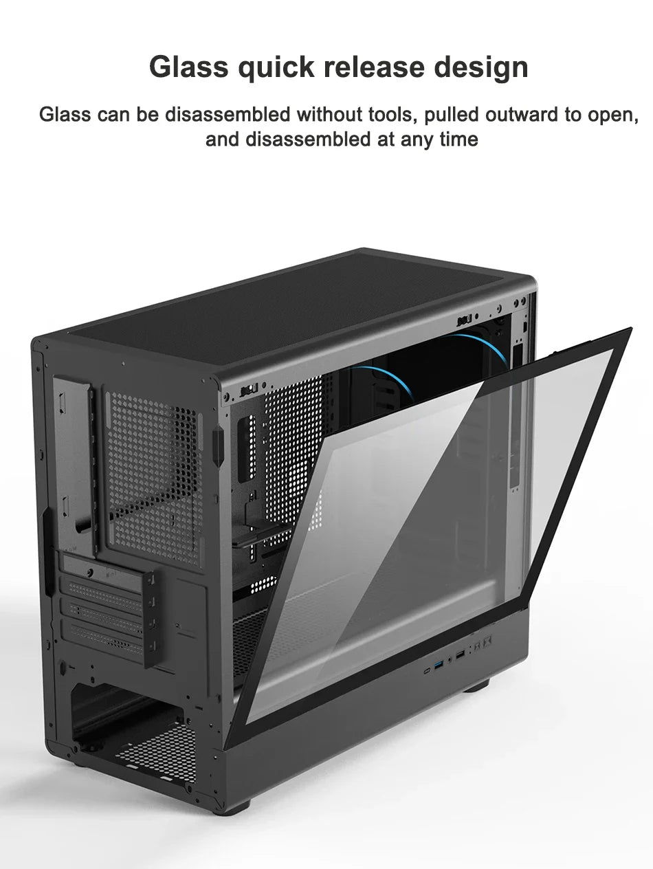 Mini ITX PC Case Tempered Glass 360mm Water Cooling