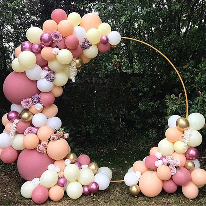 Balloon Arch Gold Metal Circular Backdrop Stand Wedding Birthday Baby Shower Fall 2025 Sturdy Reusable Display