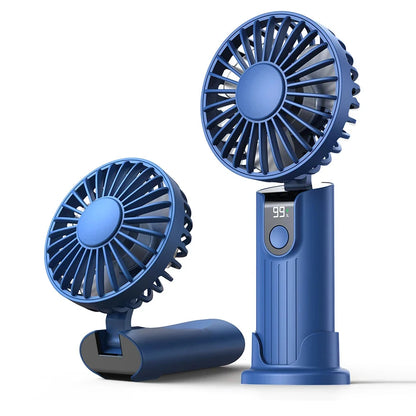 2400mAh/5000mAh Mini Portable Fan USB Rechargeable 3 Speeds, Handheld Pocket Fan with Lanyard & Base, Foldable Desk Fan