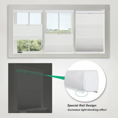 No Drill Honeycomb Blinds Cordless Thermal Insulated 1" Cell Fabric