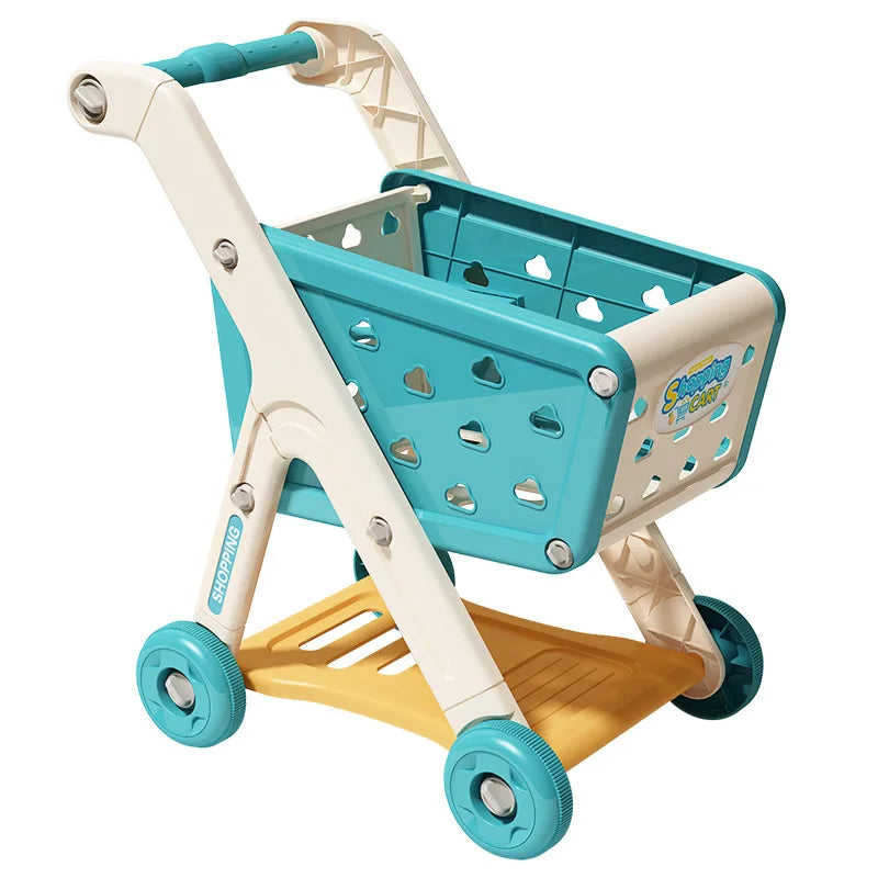 Shopping Cart Toy Push Along Grocery Trolley Kids Pretend Play Supermarket Back To School 2025 Early Education Gift