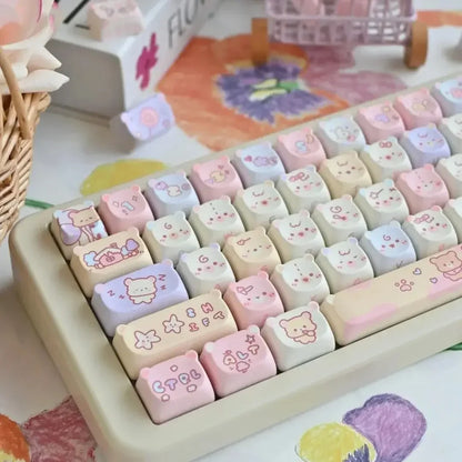 Keycaps PBT Cat Keycap Set Alice Layout 2.25U 2.75U Pastel Mechanical Keyboard TikTok Viral Fall 2025 Cute Desk Gift