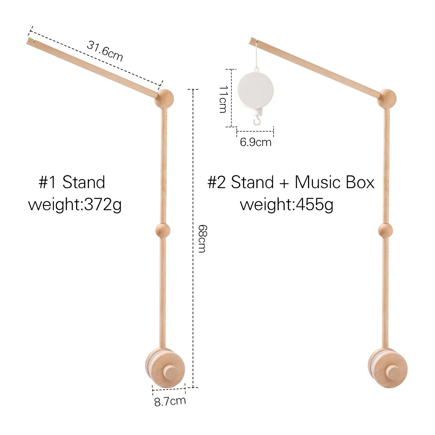 Baby Crib Mobile Wooden Nursery Newborn Sensory Toys