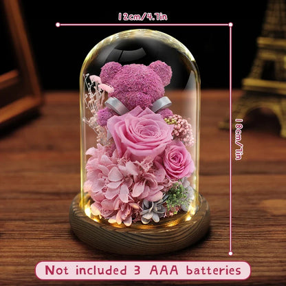 Eternal Preserved Rose Gift Box with Teddy Bear – A Thoughtful Valentine's Day Surprise for Her