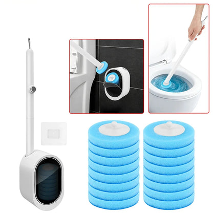 Disposable Toilet Brush Set Wall Mounted Long Handle Hygienic Bathroom Cleaning Kit With 16 Refill Heads Fall 2026