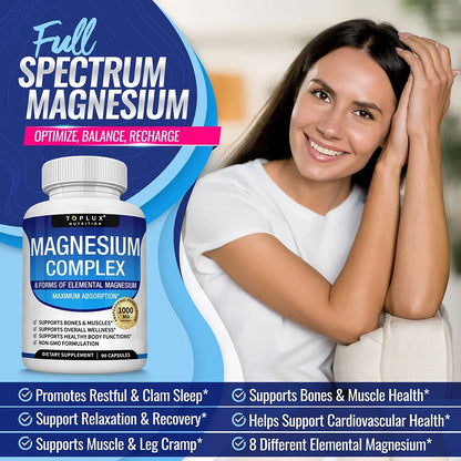 Magnesium Complex 1000mg Supplement - Fall 2026 Wellness Trend - Sleep Support And Muscle Relaxation