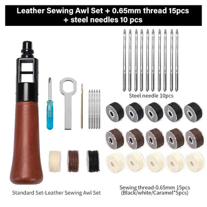 Leather Sewing Kit – Premium Hand Stitching Awl Tools Set for DIY Leather Craft and Canvas Repair, Fall 2026 Gift