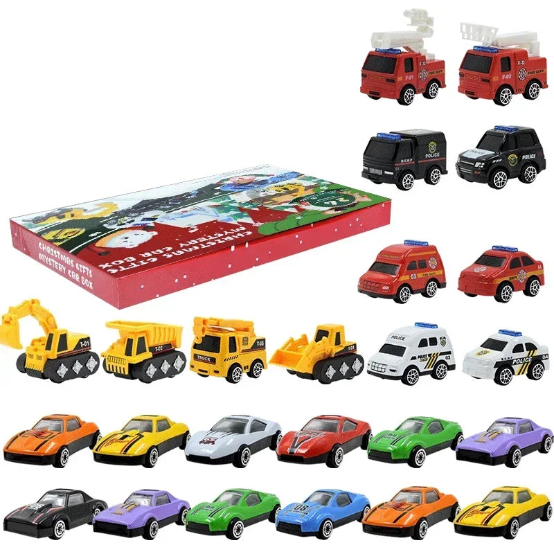 Advent Calendar Car Toys Box Kids 24 Day Christmas Gift