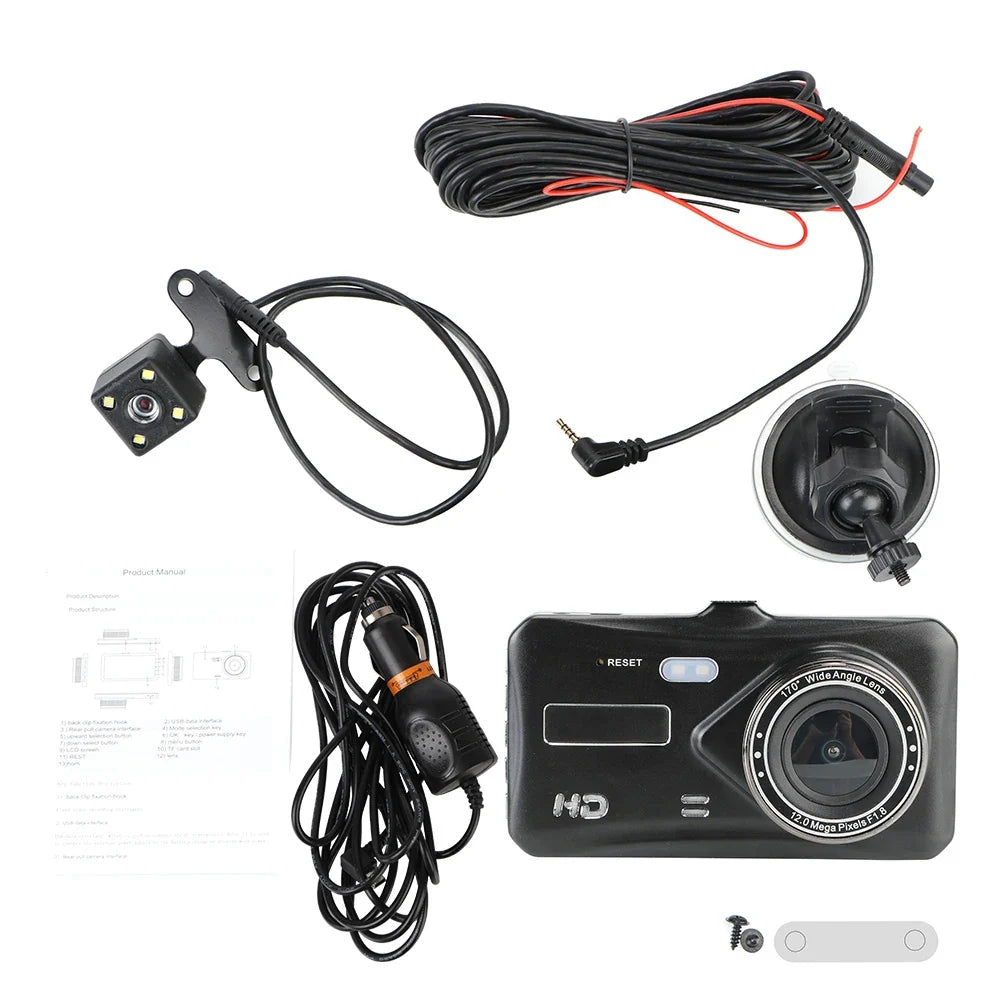 Car DVR Dual Lens DashCam 4" HD 1080P 32 GB Touch Screen Video Recorder