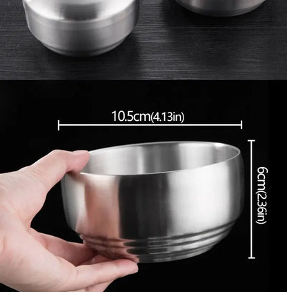 Stainless Steel Double Layer Rice Bowl With Lid Insulated