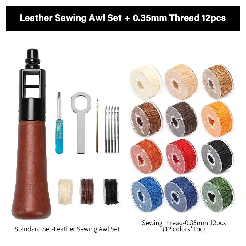 Leather Sewing Kit – Premium Hand Stitching Awl Tools Set for DIY Leather Craft and Canvas Repair, Fall 2026 Gift