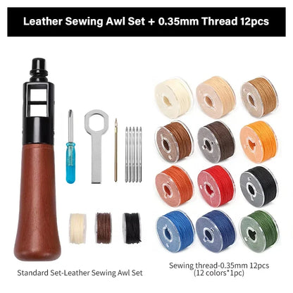 Leather Sewing Kit – Premium Hand Stitching Awl Tools Set for DIY Leather Craft and Canvas Repair, Fall 2026 Gift