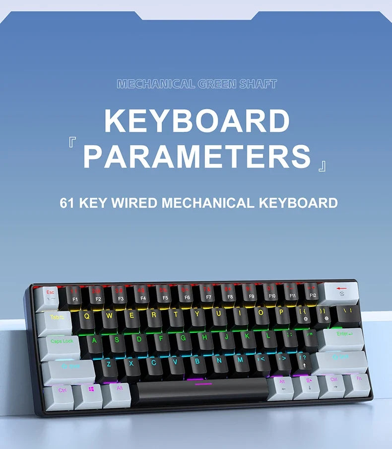 60 Percent Mechanical Mini Keyboard Wired RGB Portable