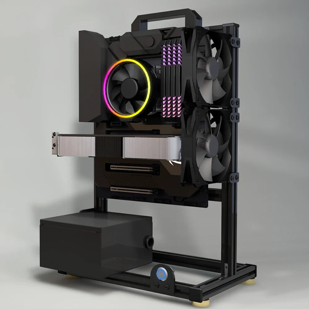 Open Frame Aluminum PC Case Rack EATX Water Cooling