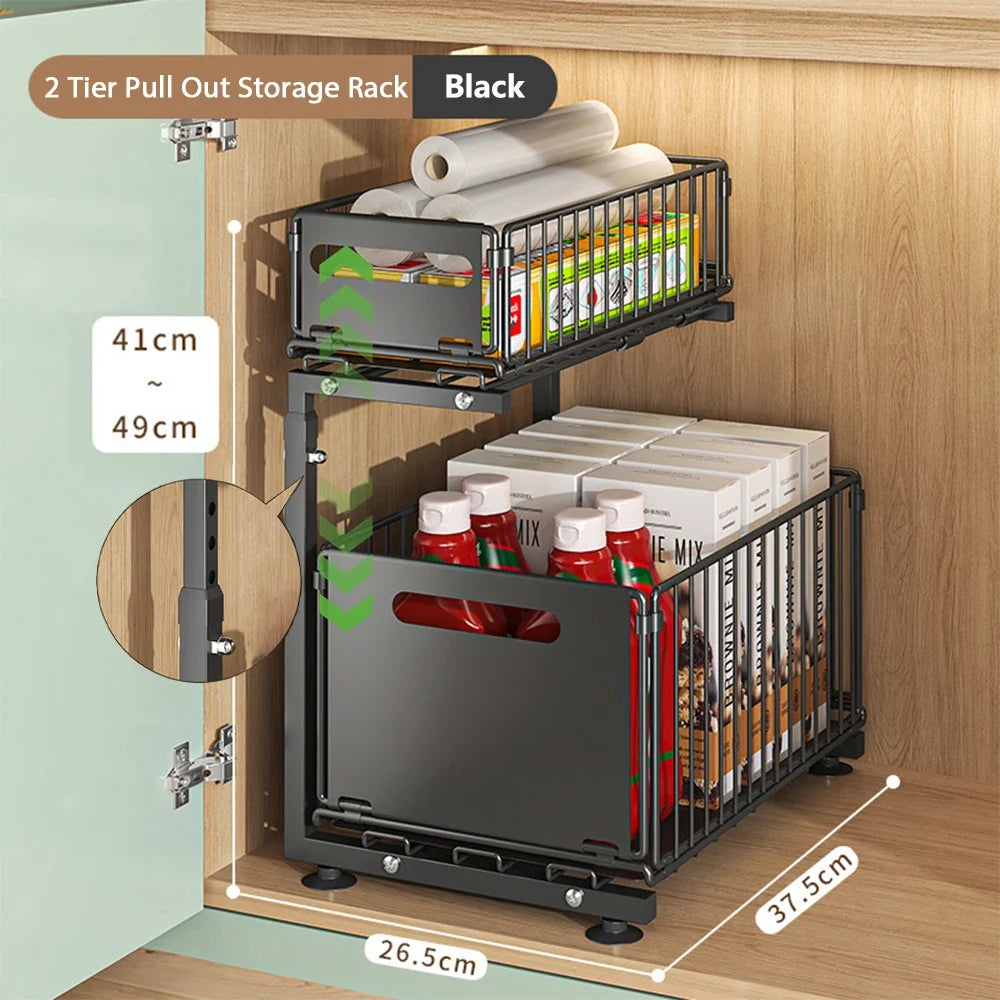 Pull Out Cabinet Organizer Slide Drawer Kitchen Rack
