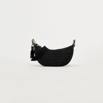 Lightweight women's woven straw shoulder bag – hobo style, crossbody, for beach & summer