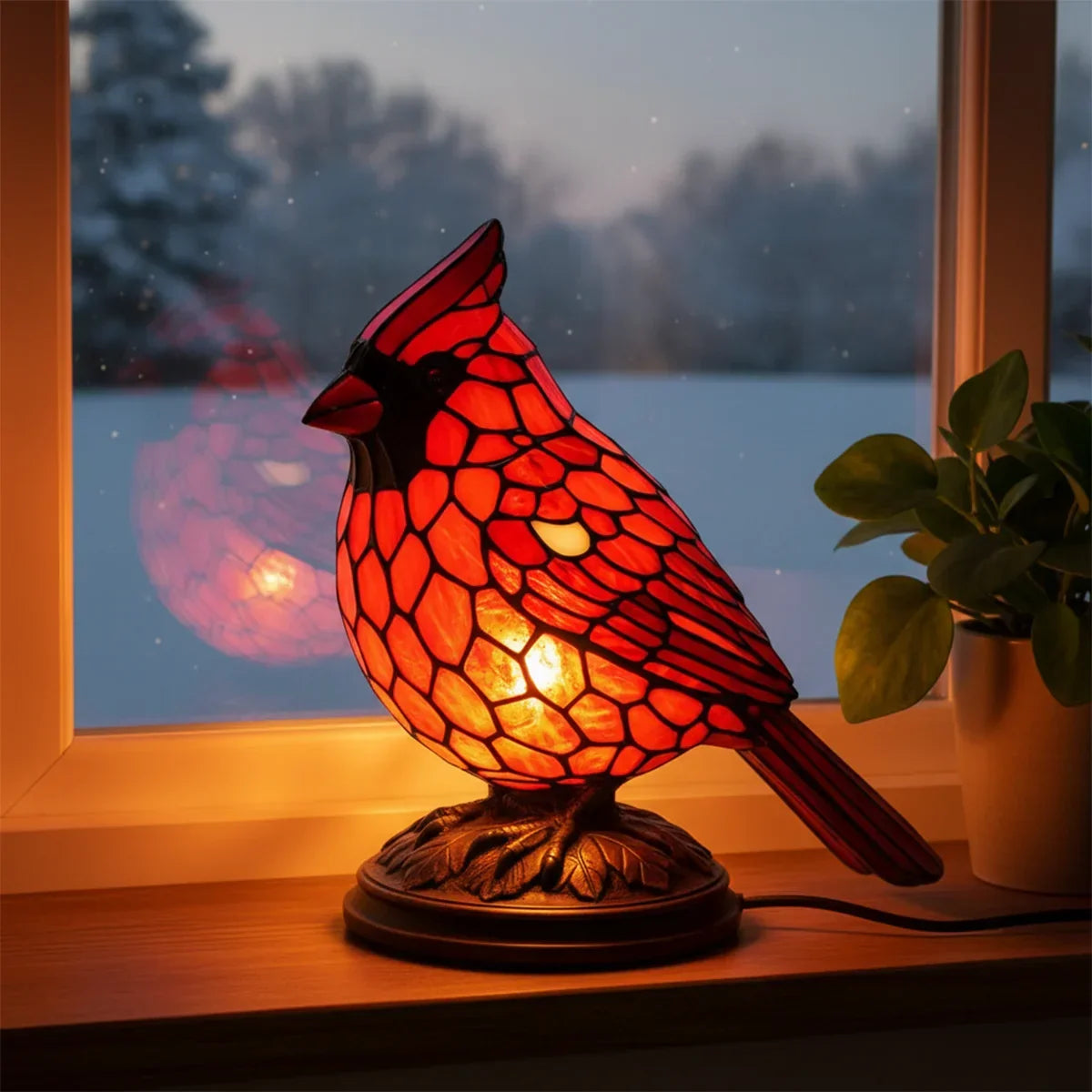Cardinal Lamp Red Table Lamp Mosaic Night Light Usb Powered Gift 2025 Fall Decor