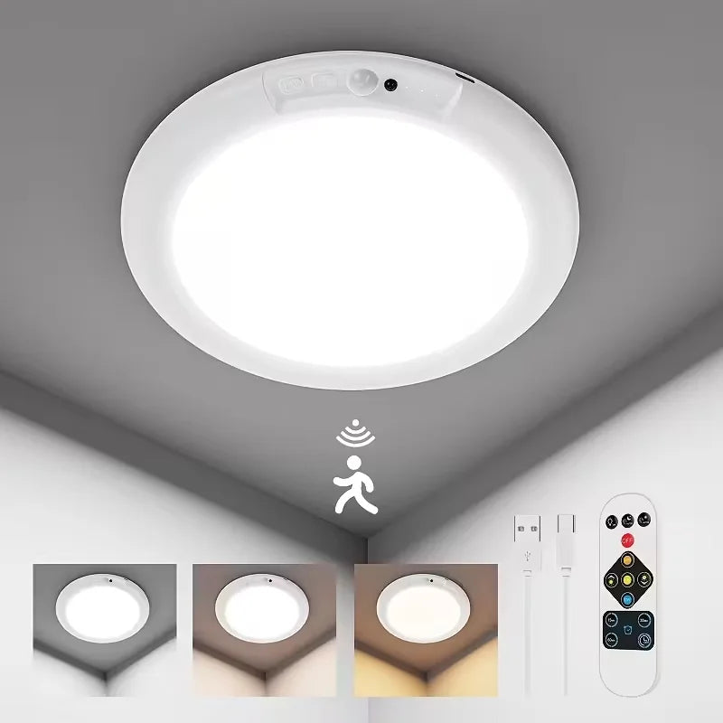 Motion Sensor Ceiling Light Magnetic Mount - Wireless LED With Remote USB-C Rechargeable, White Hallway Spring 2026