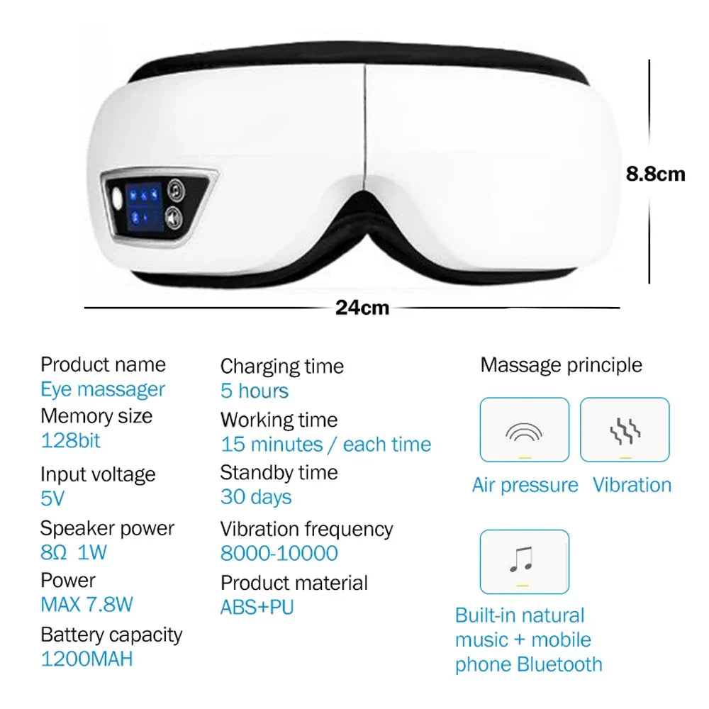 Eye Massager Medium Airbag Compression Bluetooth Music Sleep Aid AI Trending 2026 Wellness Gift
