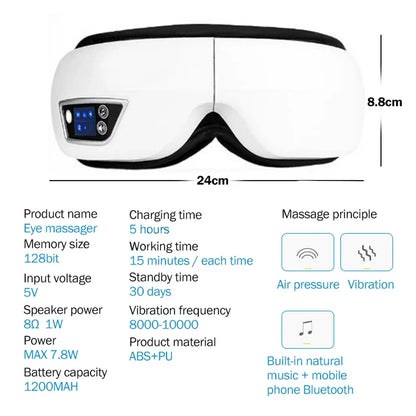 Eye Massager Medium Airbag Compression Bluetooth Music Sleep Aid AI Trending 2026 Wellness Gift