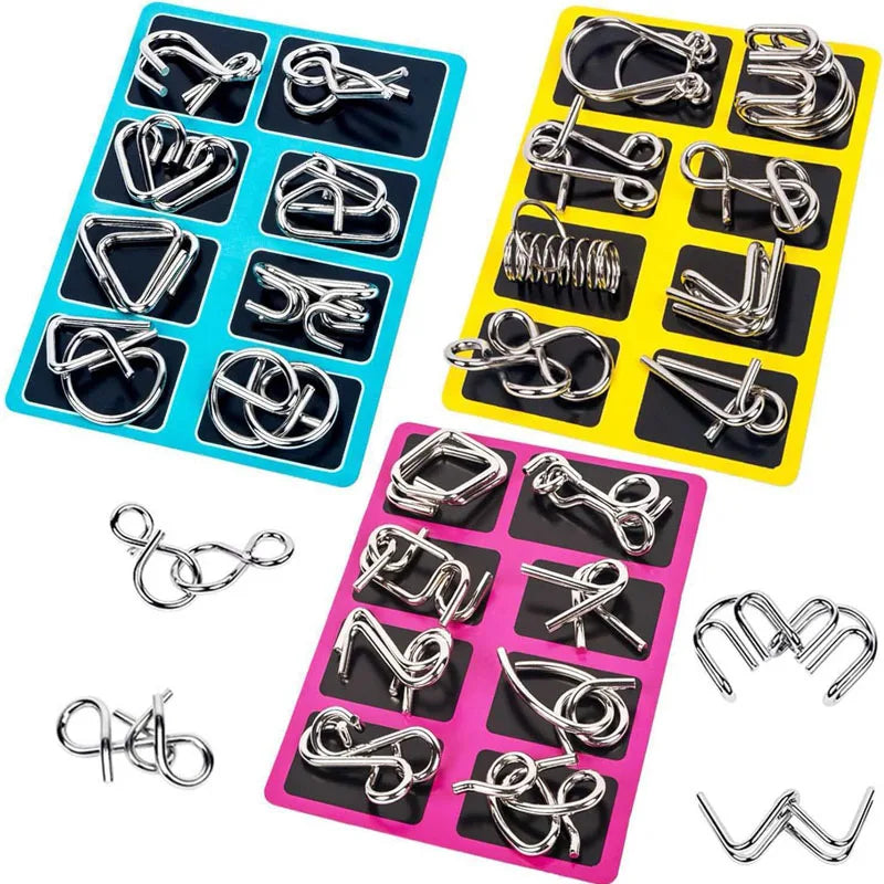 Metal Brain Teaser Wire Ring Puzzle Set – IQ Mind Challenge 3D Disentanglement Educational Toy 2026