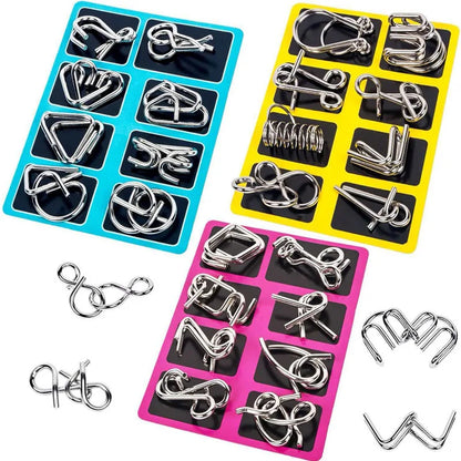 Metal Brain Teaser Wire Ring Puzzle Set – IQ Mind Challenge 3D Disentanglement Educational Toy 2026