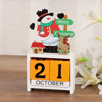 Christmas Wooden Countdown Calendar Ornament Tabletop Decor