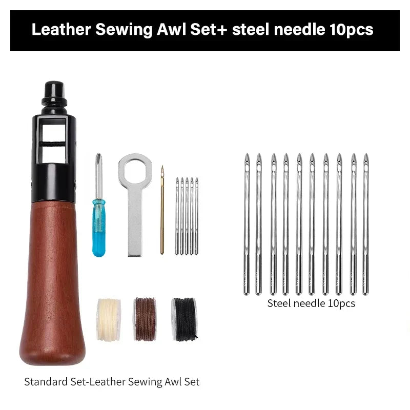 Leather Sewing Kit – Premium Hand Stitching Awl Tools Set for DIY Leather Craft and Canvas Repair, Fall 2026 Gift