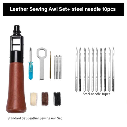 Leather Sewing Kit – Premium Hand Stitching Awl Tools Set for DIY Leather Craft and Canvas Repair, Fall 2026 Gift