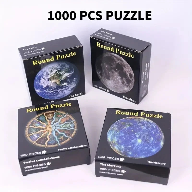 Puzzle 1000 Piece Round Moon Puzzle Space Themed Challenge Educational Gift For Space Lovers Family Fun