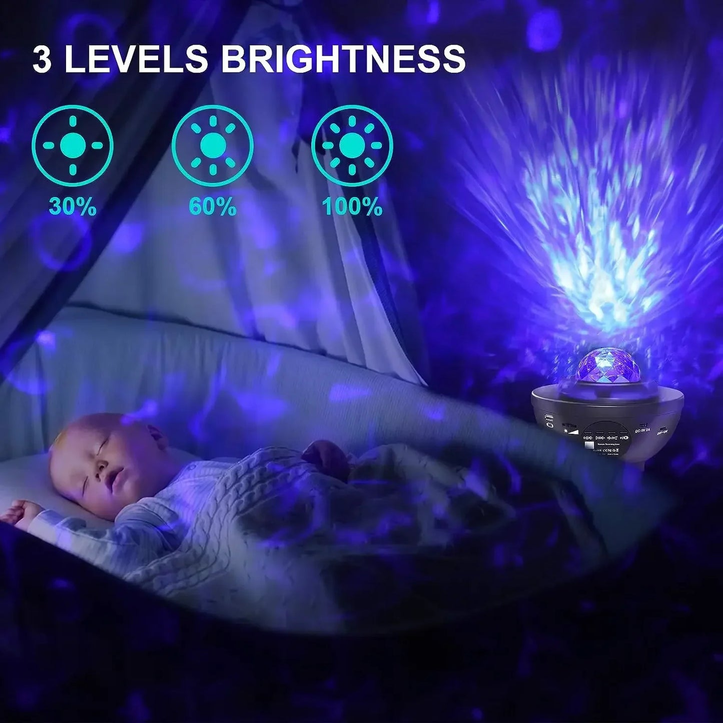 Colorful Starry Galaxy Projector Night Light Child Bluetooth Music Lamp Gift