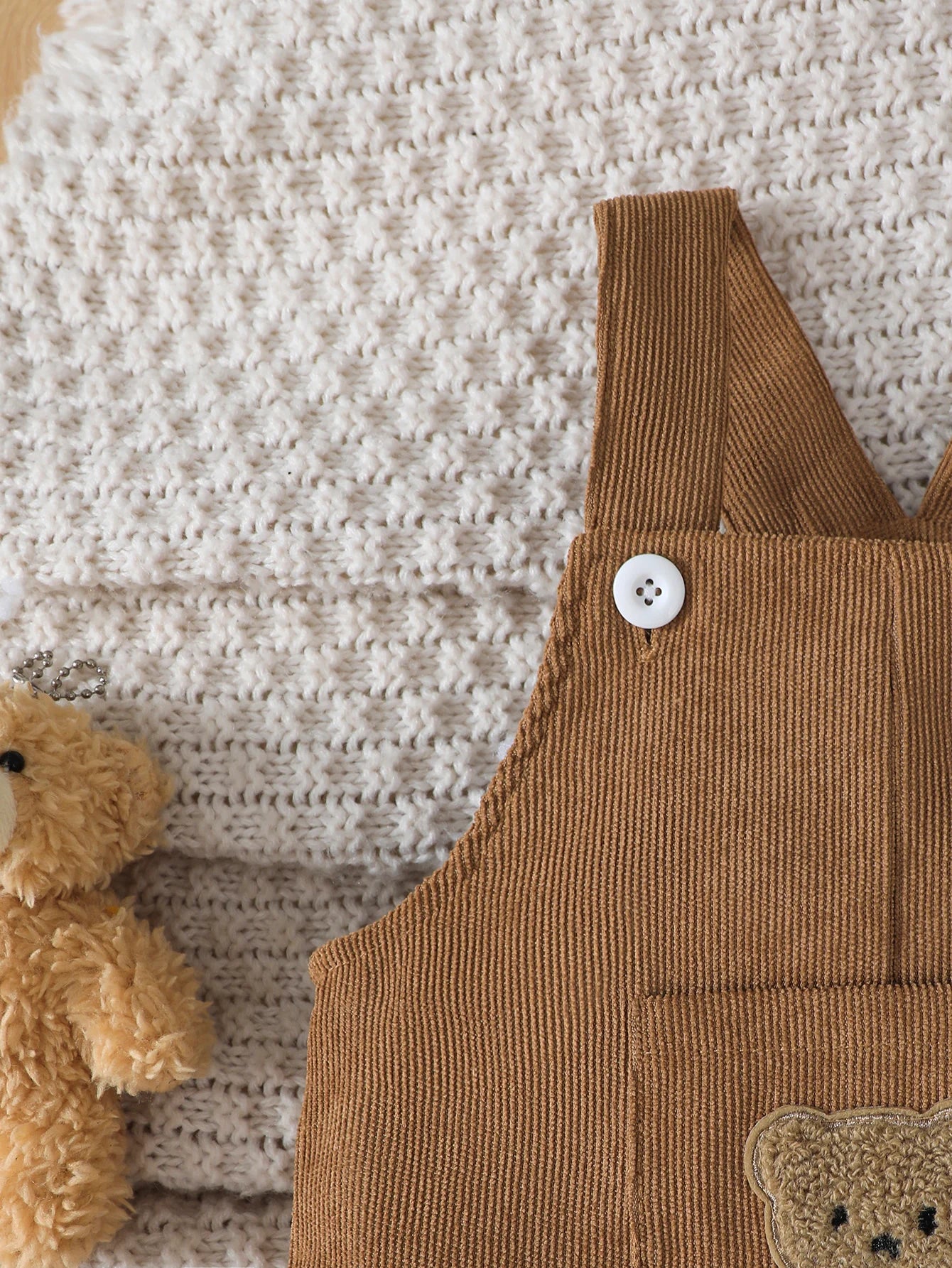 Boys casual all-season bib overalls in corduroy fabric