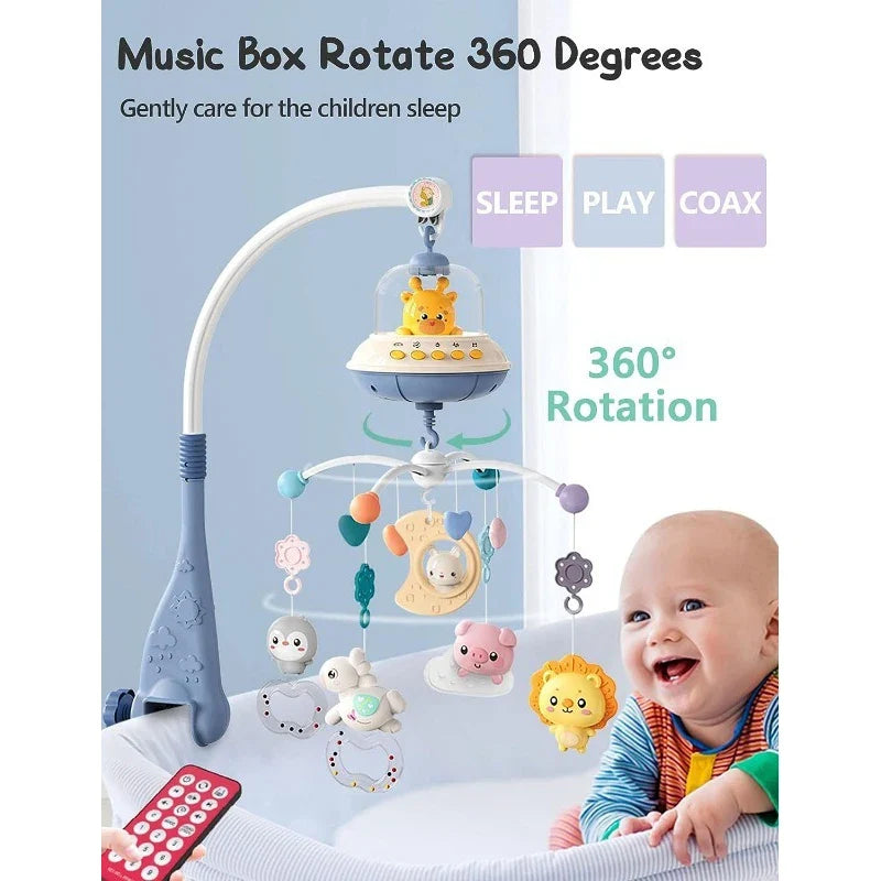 Crib Mobile Remote Music Light Newborn Sensory Toys