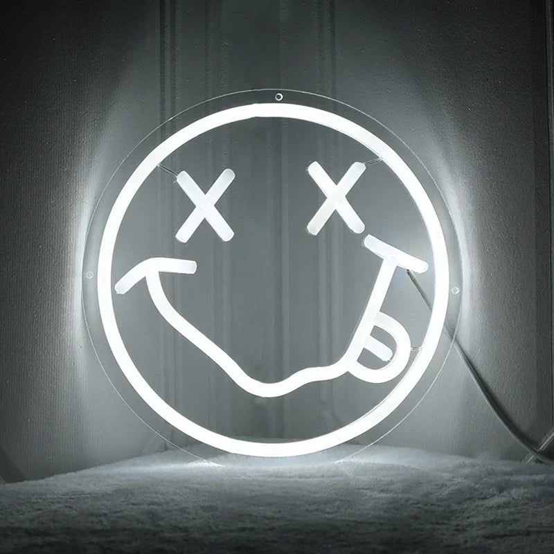 LED Neon Sign 35cm USB Powered Smile Face Wall Hanging Night Light Bedroom Decor Fall 2025 Gift