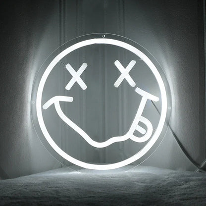 LED Neon Sign 35cm USB Powered Smile Face Wall Hanging Night Light Bedroom Decor Fall 2025 Gift
