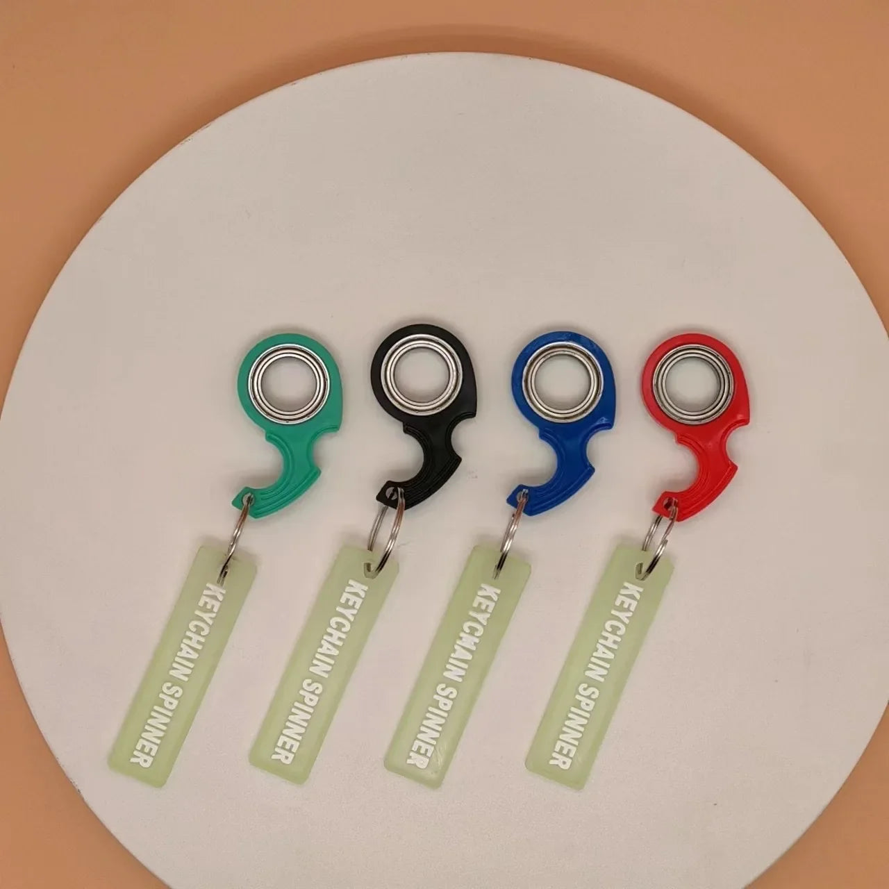 Metal Keychain Fidget Spinner Ring Stress Relief Toy