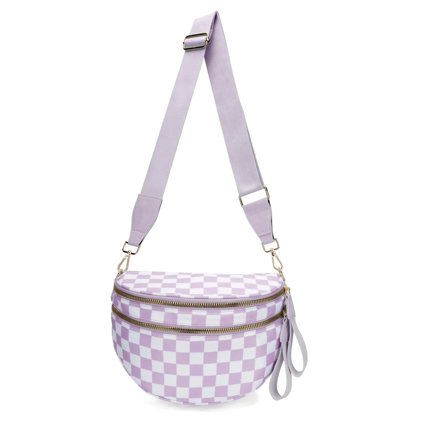 Casual women's checkered fanny pack – large capacity bum bag, adjustable crossbody mommy travel bag