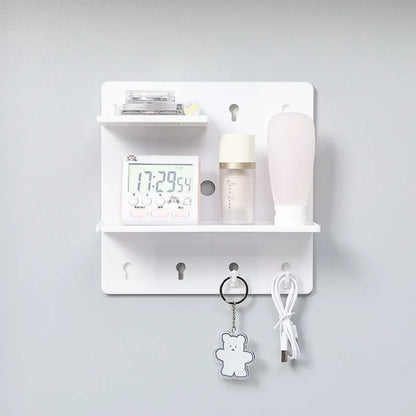 Punch-Free Wall Shelf Organizer with Home Organizers, No Drilling, Kitchen & Bedroom Pegboard Holder