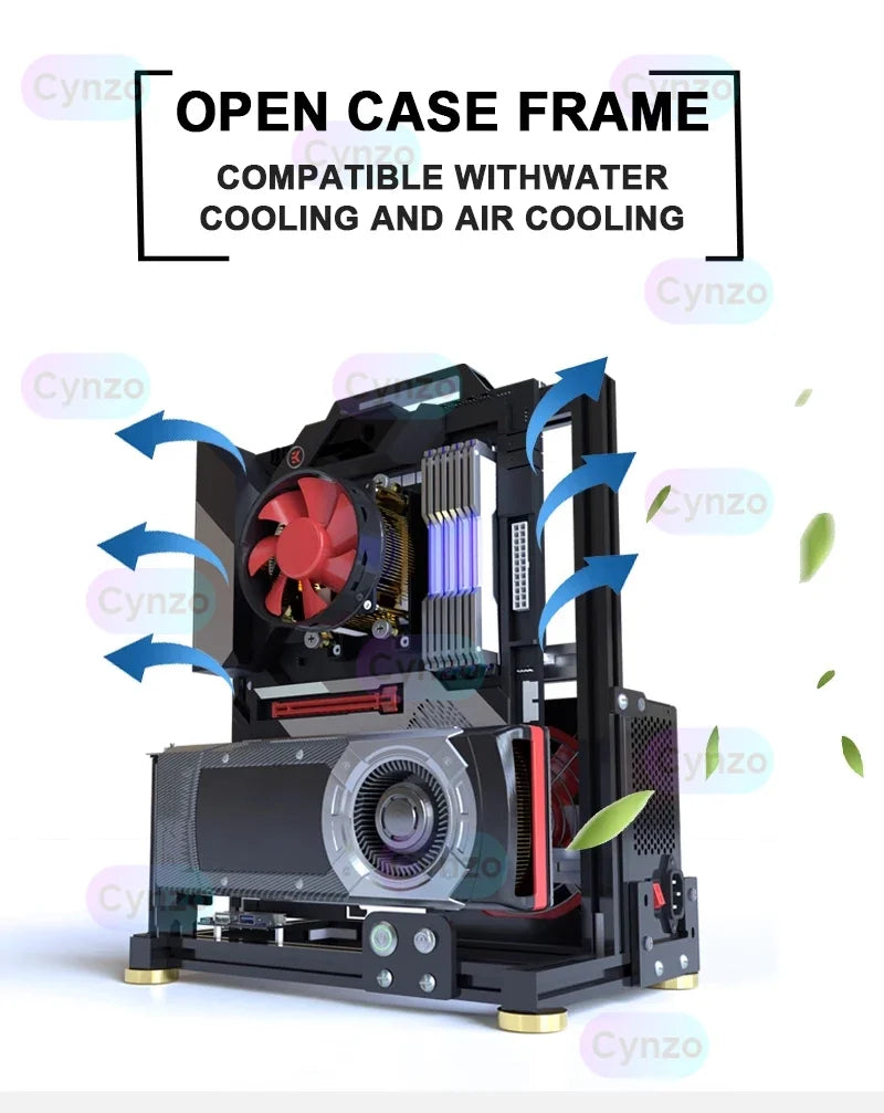 Open Frame ATX PC Case Rack Modular Water Air Cooling