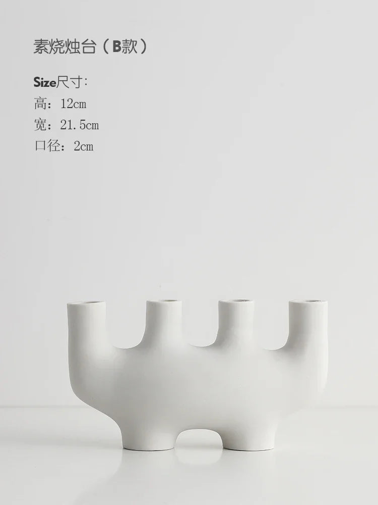 Ceramic Candle Holders Set Of 3 White Nordic Minimalist Candle Stands Fall 2025 Modern Centerpiece Gift