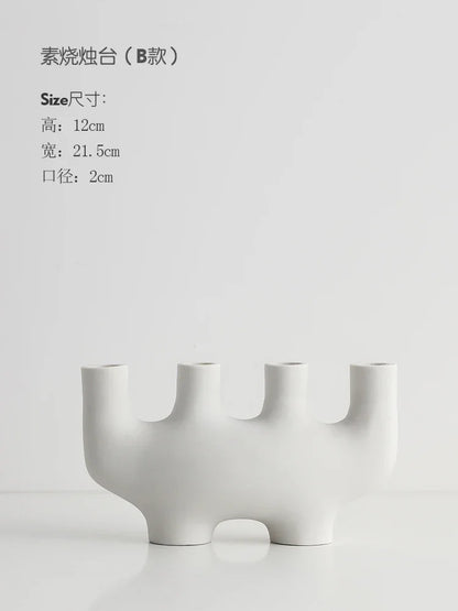 Ceramic Candle Holders Set Of 3 White Nordic Minimalist Candle Stands Fall 2025 Modern Centerpiece Gift